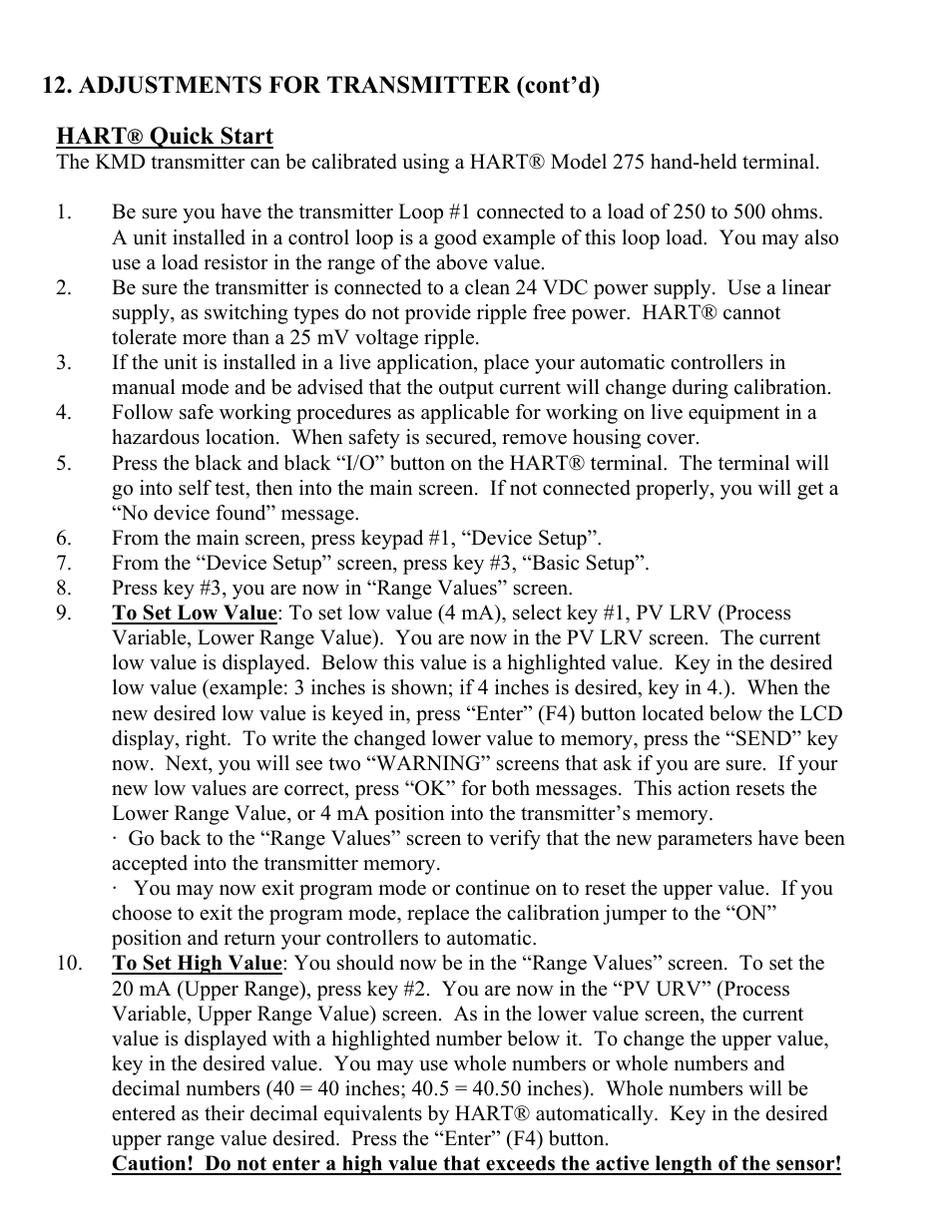 Kenco Engineering KMD Transmitter User Manual | Page 12 / 13