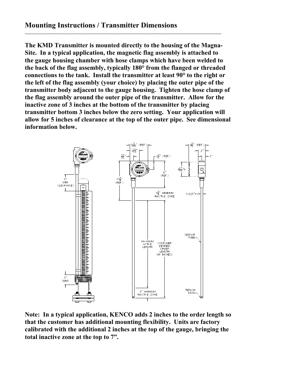 Mounting instructions / transmitter dimensions | Kenco Engineering KMD Transmitter User Manual | Page 3 / 13