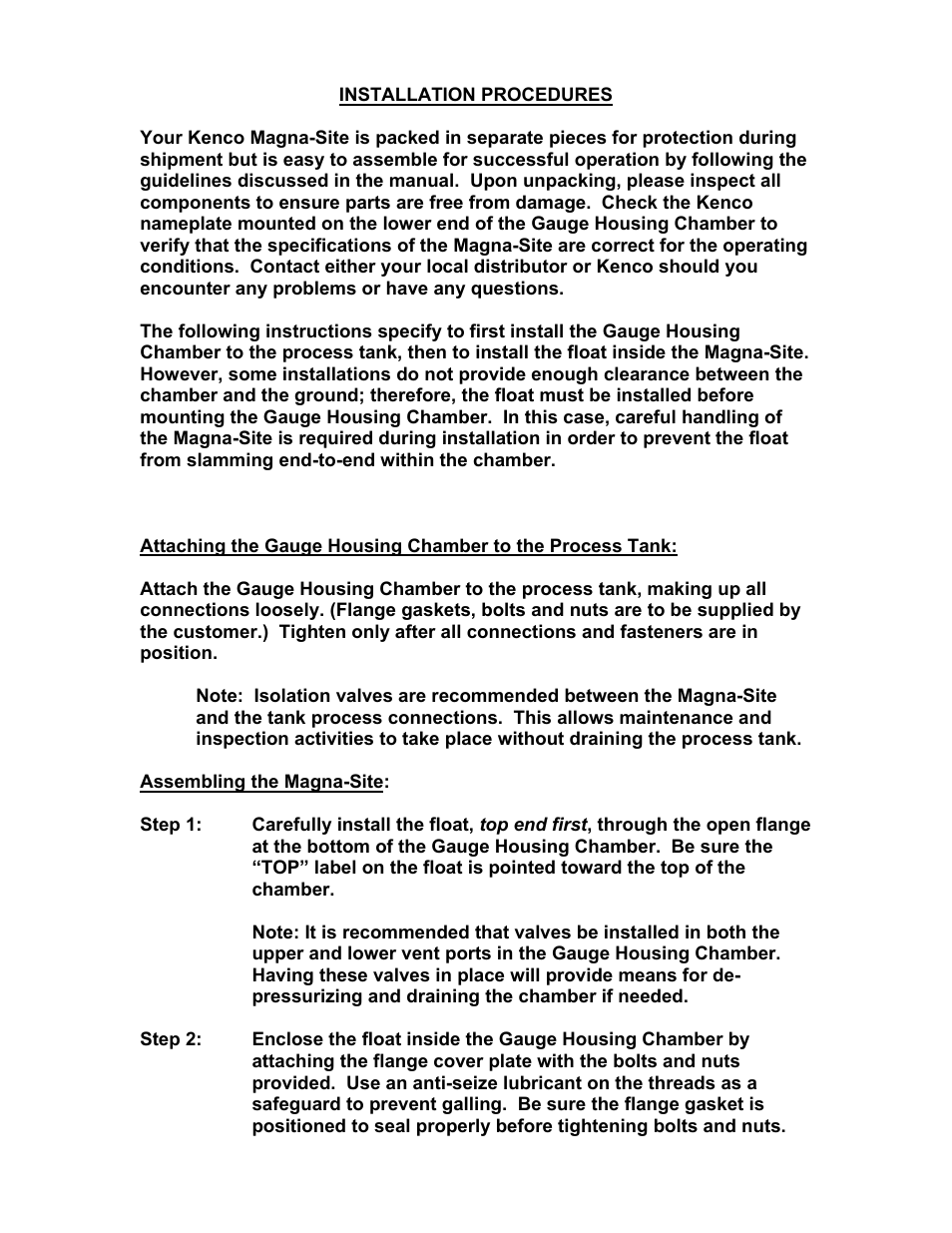 Kenco Engineering Magna-Site Magnetic Level User Manual | Page 2 / 3