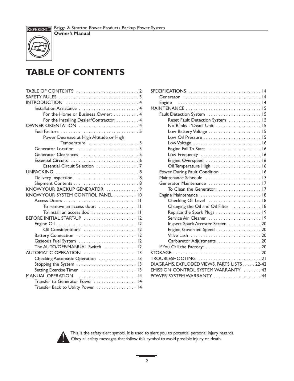 Briggs & Stratton 1535-1 User Manual | Page 2 / 44