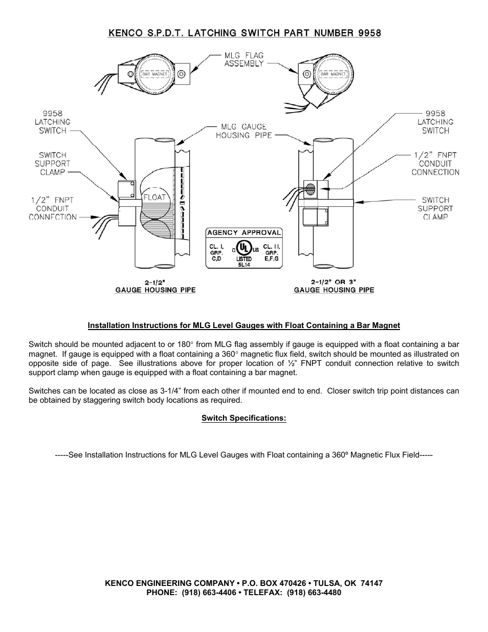 Kenco Engineering 9958 - Bar Magnet User Manual | 1 page