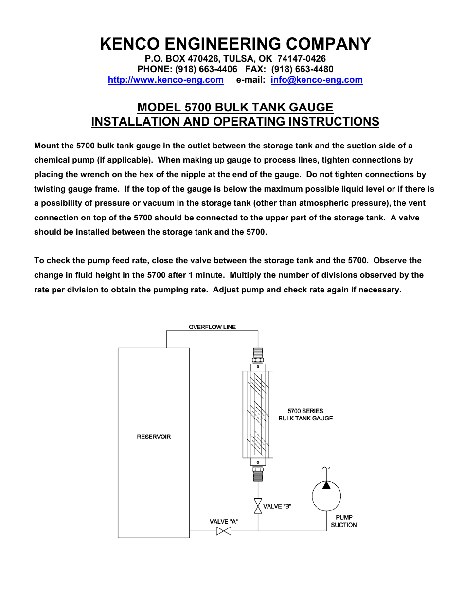 Kenco Engineering 5700 User Manual | 1 page