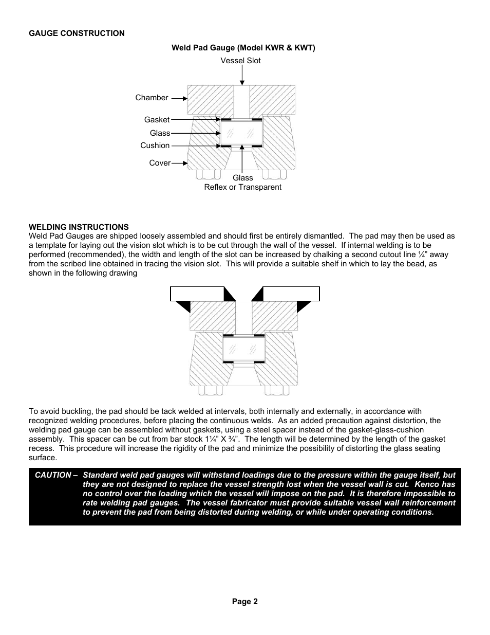 Kenco Engineering Weld Pad Flat Glass Level Gauge User Manual | Page 2 / 4