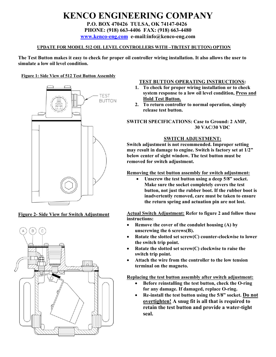 Kenco Engineering 512-TB (old style) User Manual | 1 page