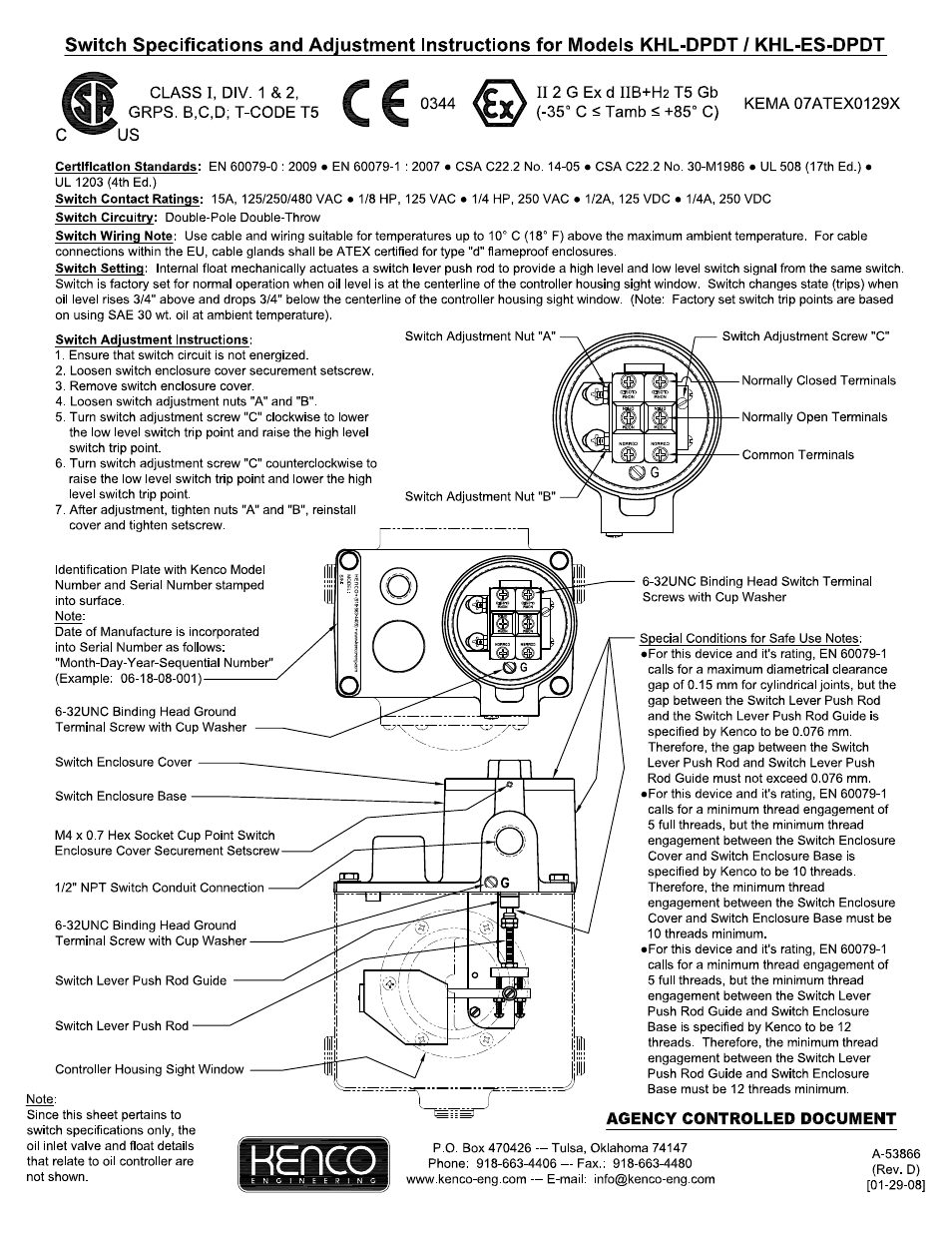 Kenco Engineering KHL-ES-DPDT User Manual | 6 pages