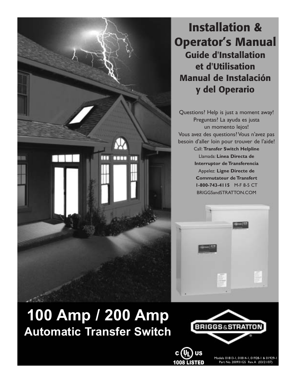 Briggs & Stratton 01929-1 User Manual | 44 pages