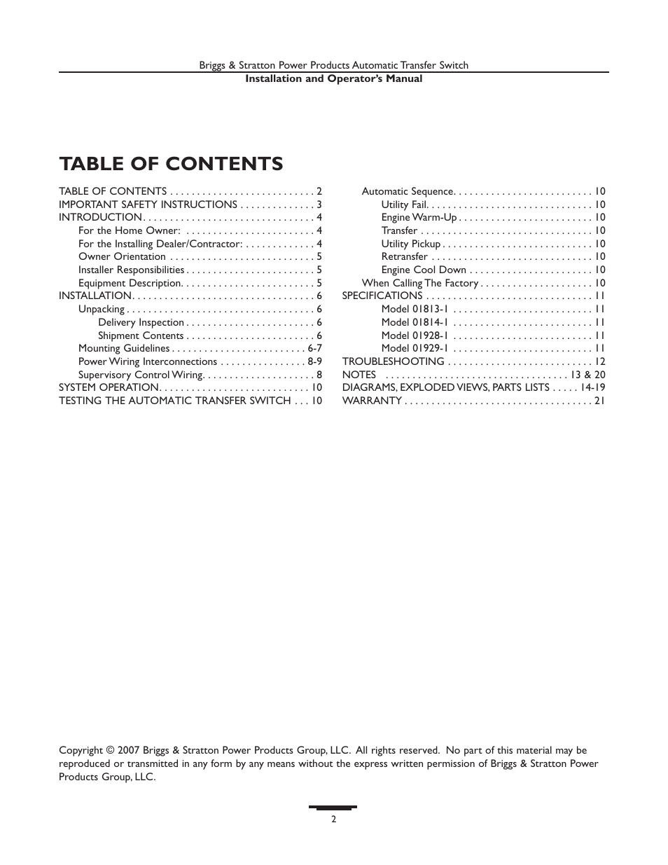 Briggs & Stratton 01929-1 User Manual | Page 2 / 44