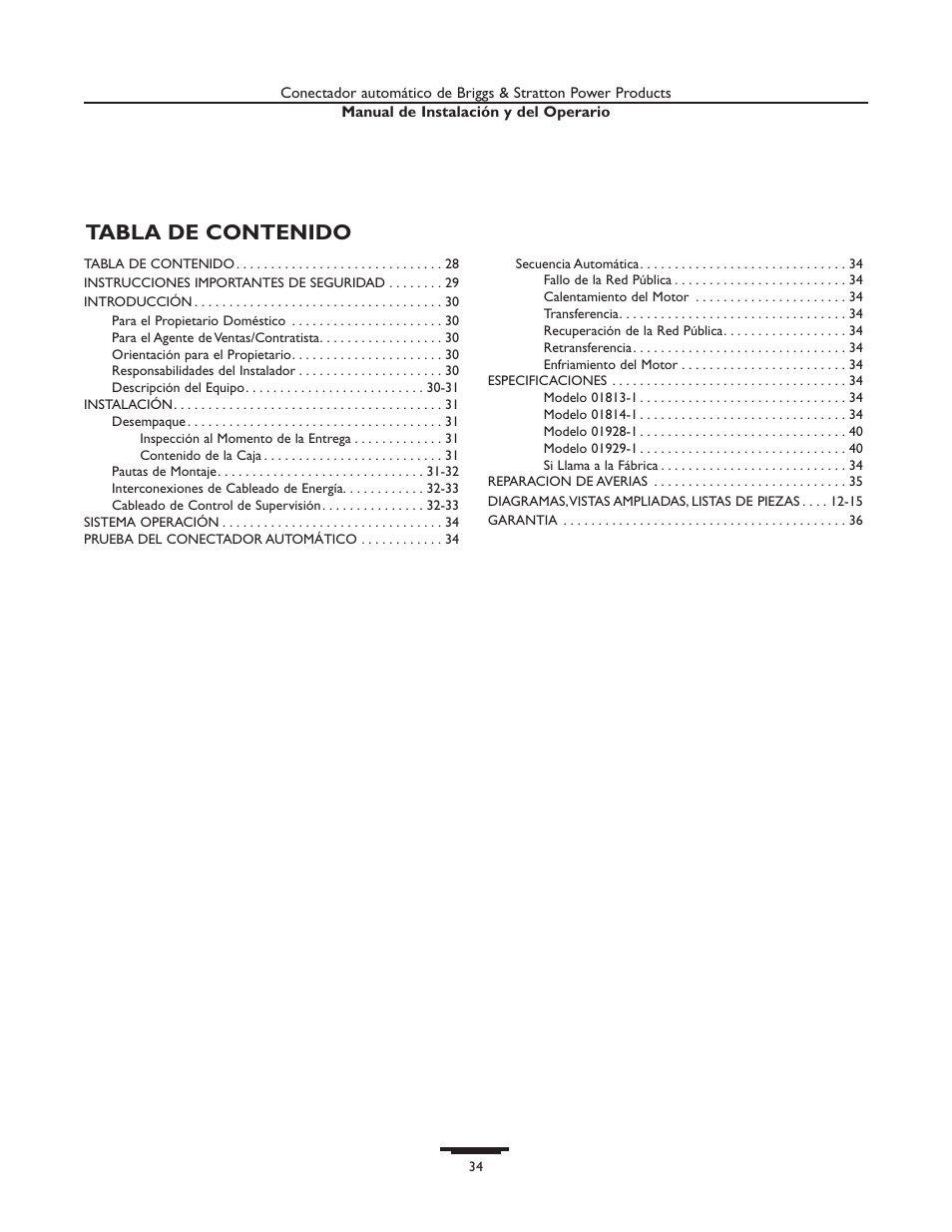 Briggs & Stratton 01929-1 User Manual | Page 34 / 44