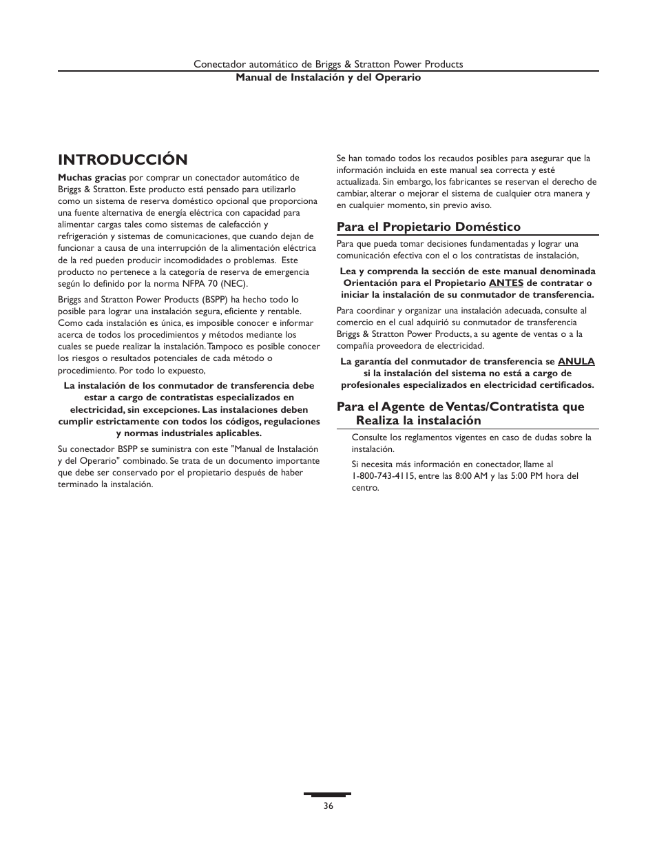Introducción | Briggs & Stratton 01929-1 User Manual | Page 36 / 44
