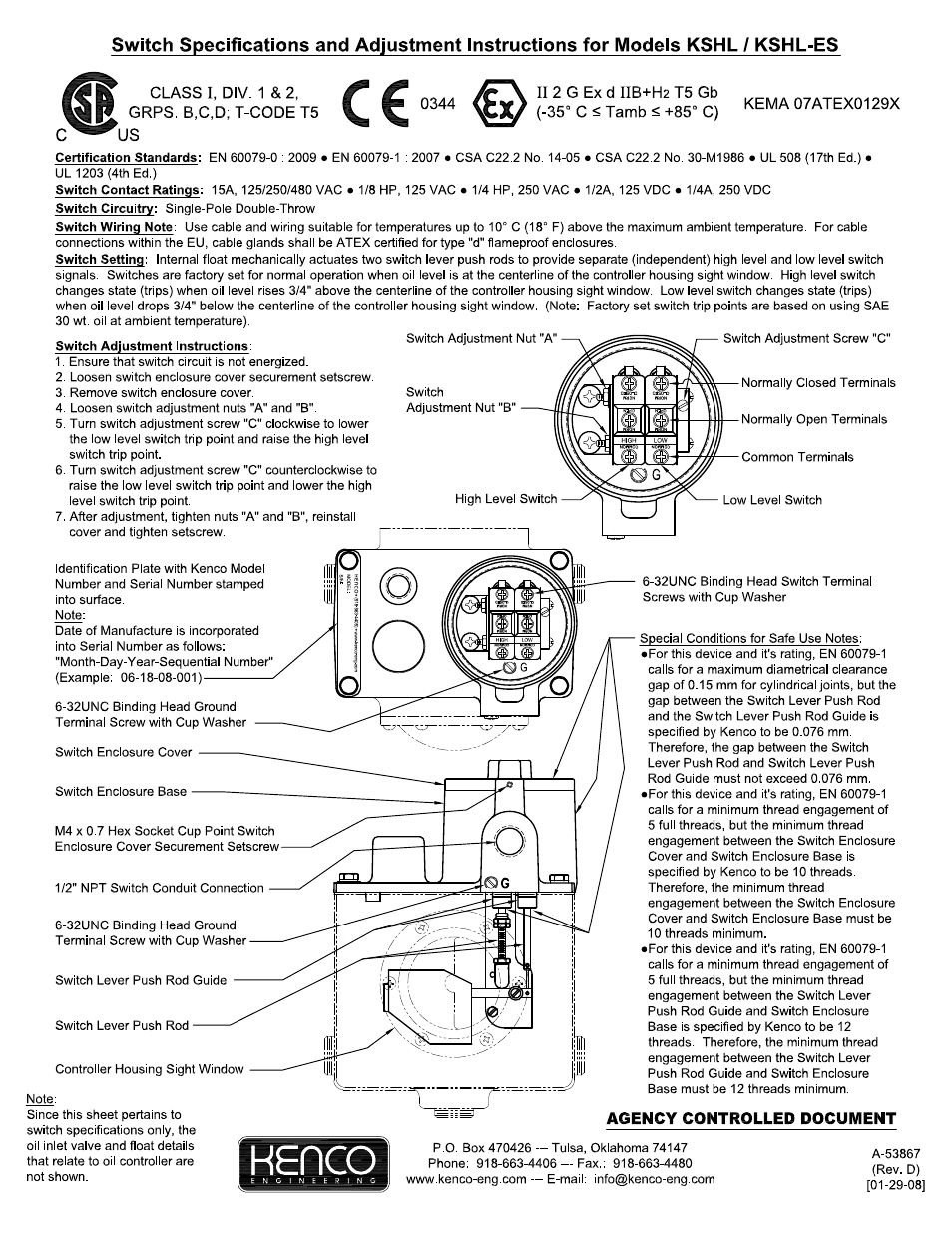 Kenco Engineering KSHL-ES User Manual | 6 pages
