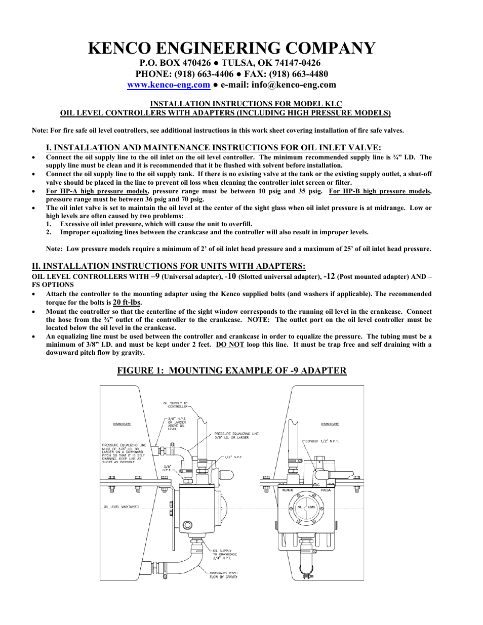 Kenco Engineering KLC User Manual | 4 pages