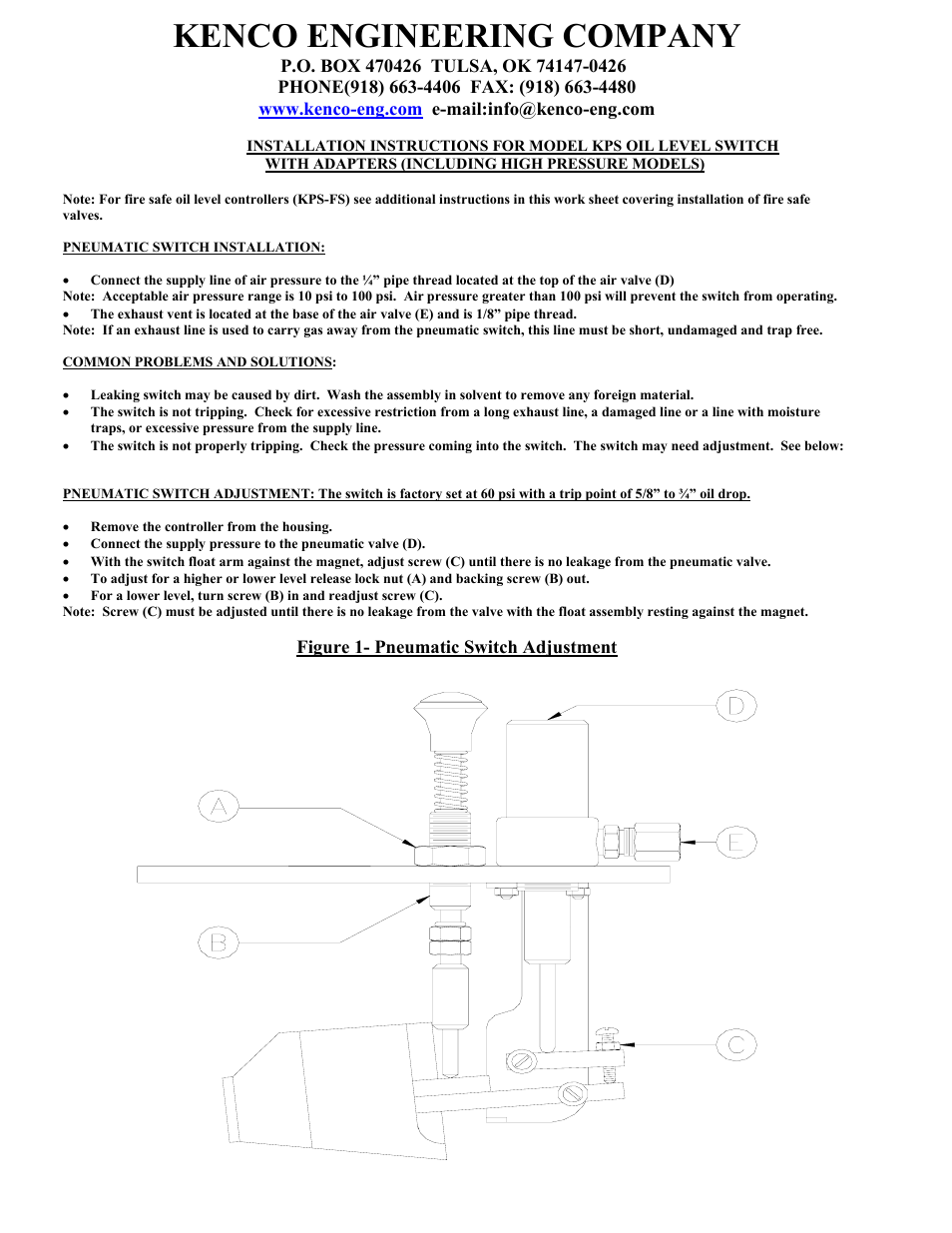 Kenco Engineering KPS User Manual | 4 pages