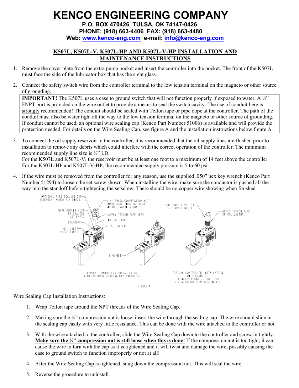 Kenco Engineering K507-L User Manual | 1 page