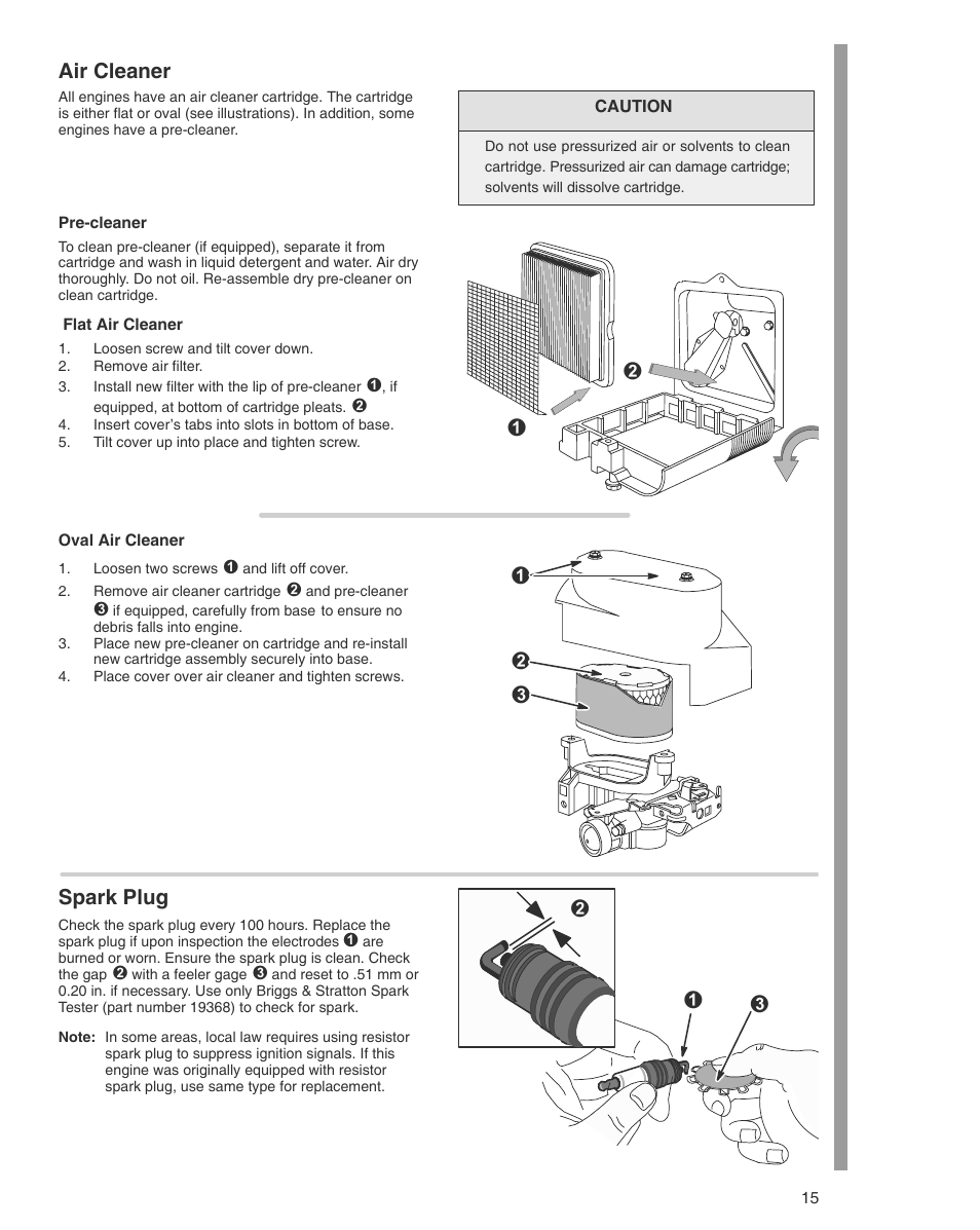 Мл к, Км л, Air cleaner | Spark plug | Briggs & Stratton THE POWER WITHIN 600 SERIES User Manual | Page 15 / 20