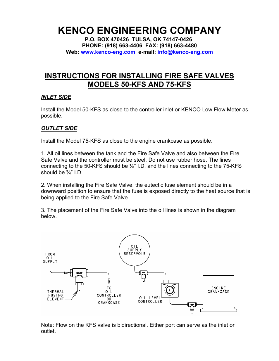 Kenco Engineering KFS Fire Safe Valves User Manual | 1 page