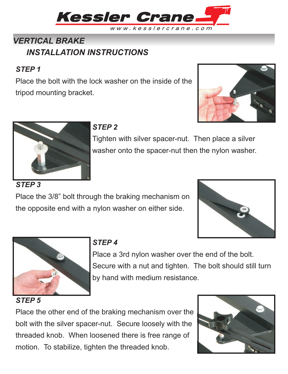 Kessler Crane: Vertical Brake Installation User Manual | 1 page