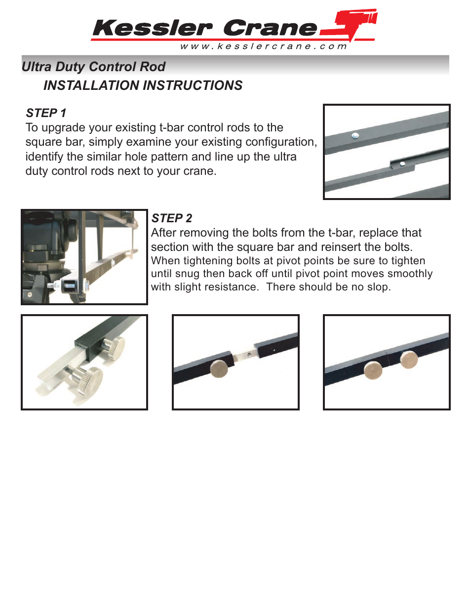 Kessler Crane: Ultra Duty Control Rod Upgrade User Manual | 1 page