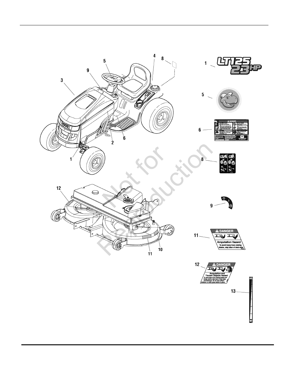 Not for reproduction | Briggs & Stratton SNAPPER LT-125 User Manual | Page 38 / 48
