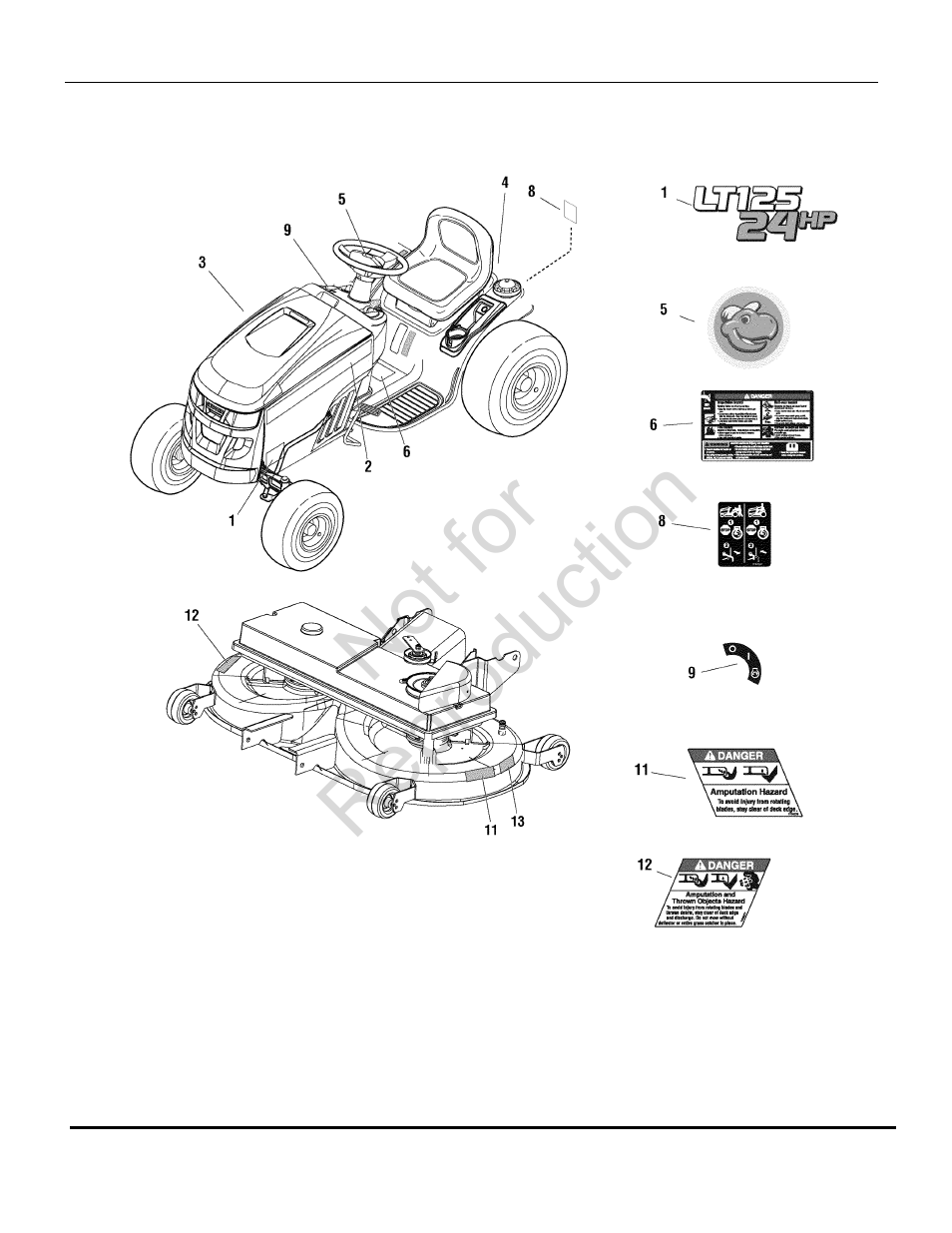 Not for reproduction | Briggs & Stratton SNAPPER LT-125 User Manual | Page 40 / 48
