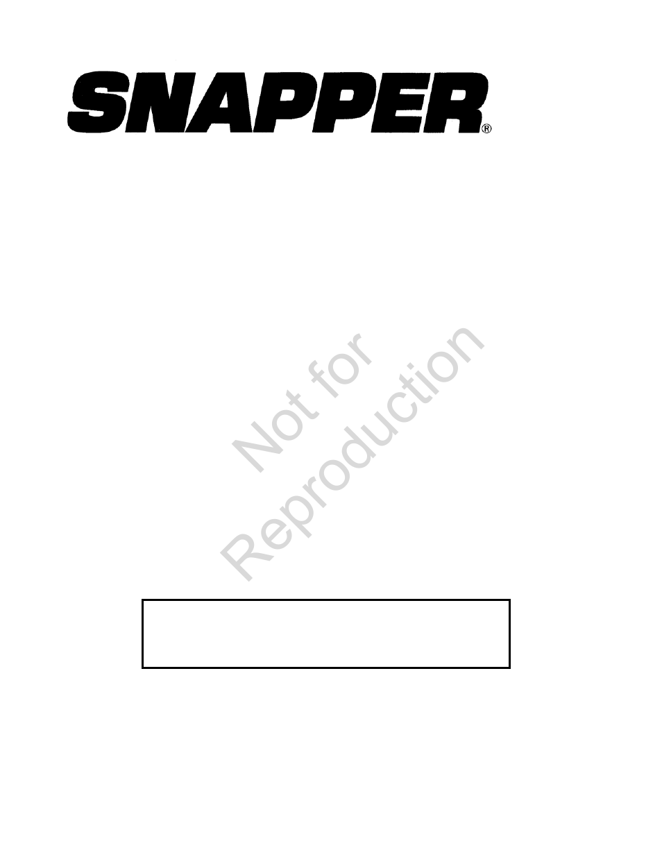 Not for reproduction, Hydro drive electric clutch lt-125 series, 42" & 46" lawn tractor | Parts manual for | Briggs & Stratton SNAPPER LT-125 User Manual | Page 48 / 48