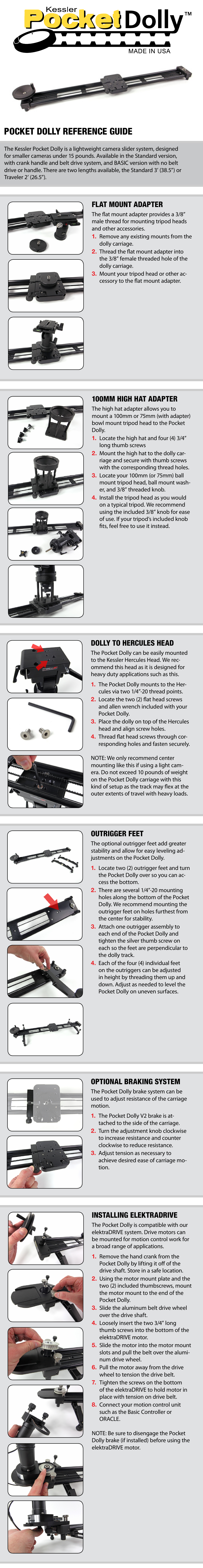 Kessler CAMERA SLIDERS: Pocket Dolly User Manual | 1 page