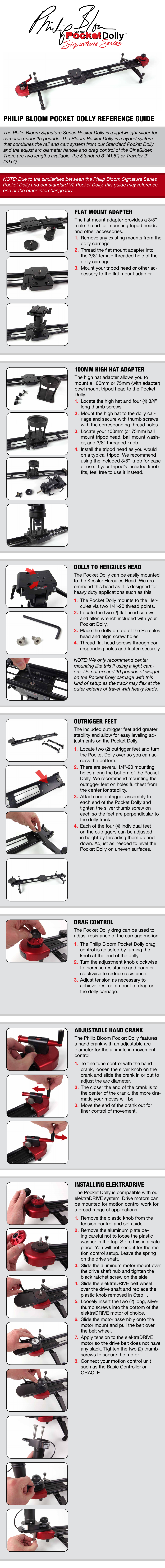 Kessler CAMERA SLIDERS: Philip Bloom Pocket Dolly User Manual | 1 page