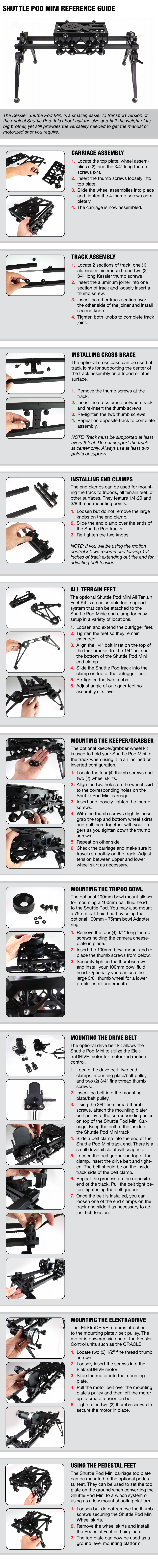 Kessler CAMERA SLIDERS: Shuttle Pod Mini User Manual | 1 page