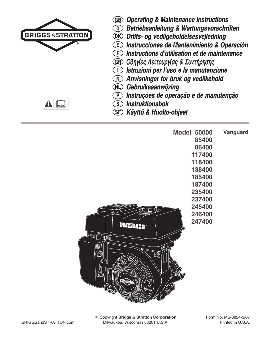 Briggs & Stratton 245400 User Manual | 76 pages