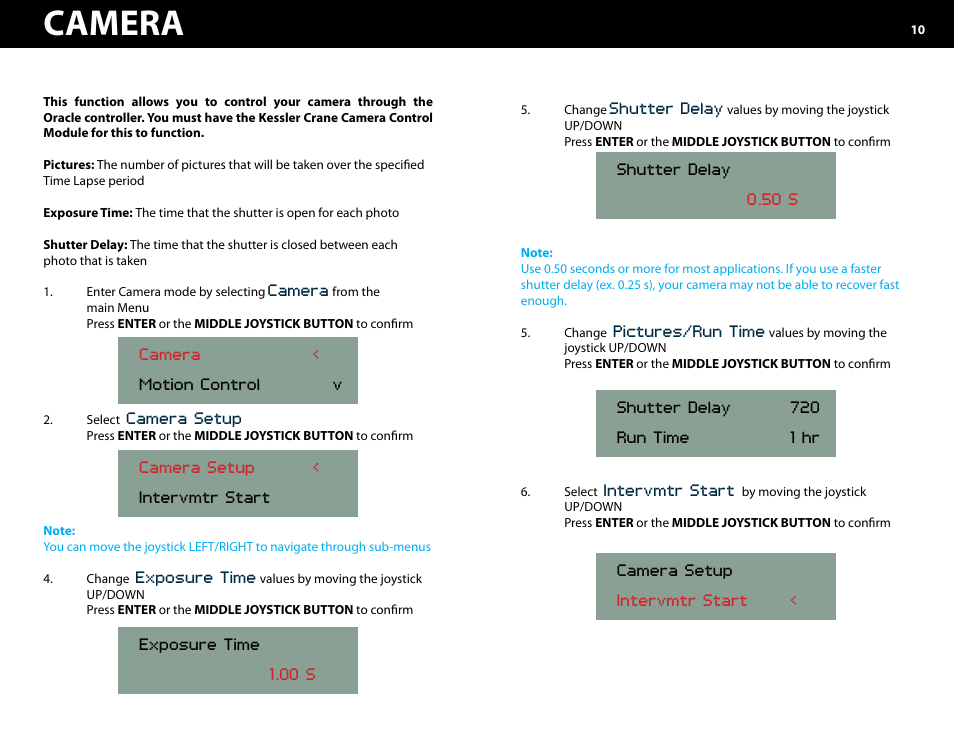 Camera -11, Camera | Kessler MOTION CONTROL: Oracle Controller Full (2.06.2 SL) User Manual | Page 10 / 43