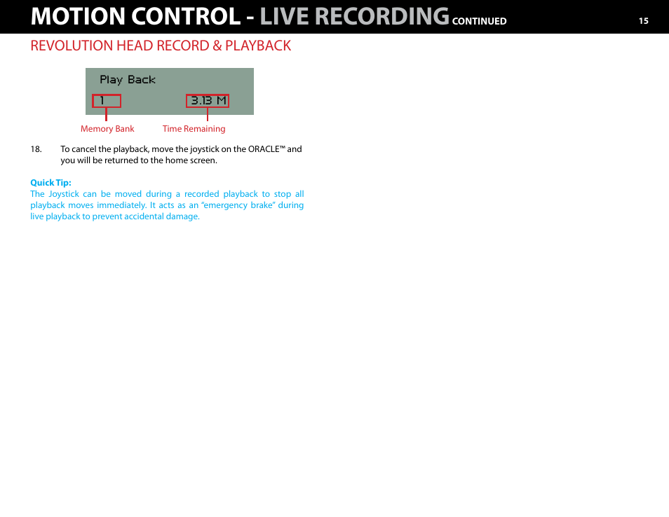 Motion control - live recording, Revolution head record & playback | Kessler MOTION CONTROL: Oracle Controller Full (2.06.2 SL) User Manual | Page 15 / 43