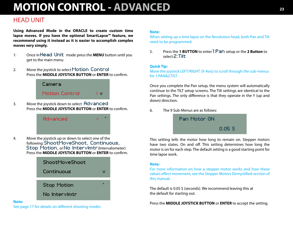 B.) head -25, Motion control - advanced, Head unit | Kessler MOTION CONTROL: Oracle Controller Full (2.06.2 SL) User Manual | Page 23 / 43