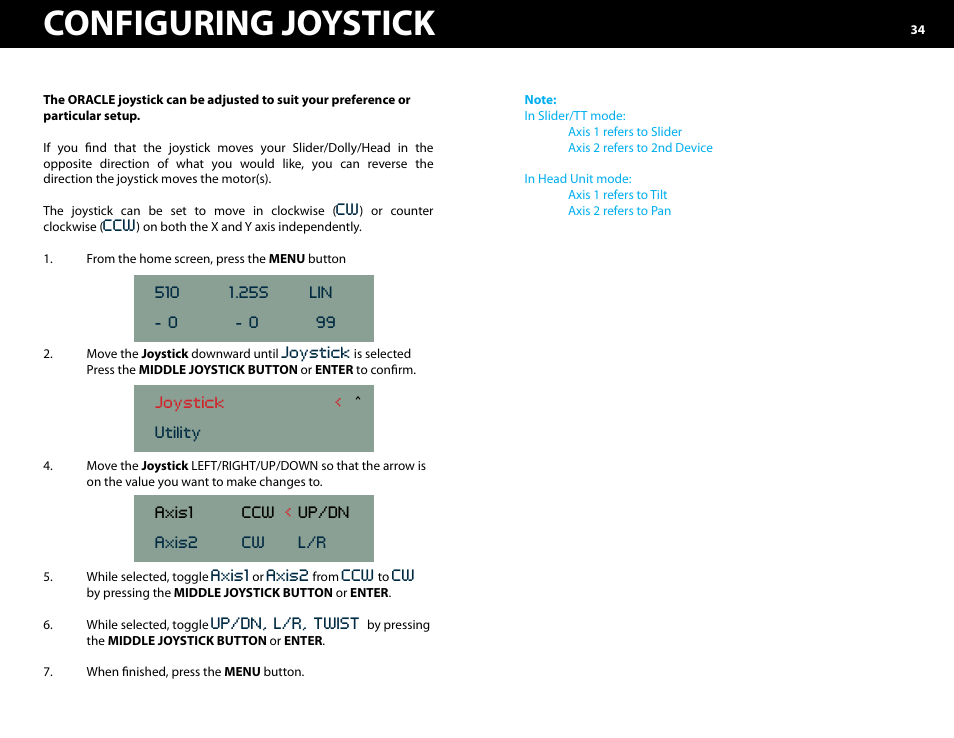 Utility, Configuring joystick | Kessler MOTION CONTROL: Oracle Controller Full (2.06.2 SL) User Manual | Page 34 / 43