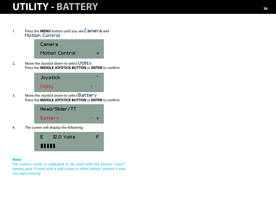 ) battery, Utility - battery | Kessler MOTION CONTROL: Oracle Controller Full (2.06.2 SL) User Manual | Page 36 / 43