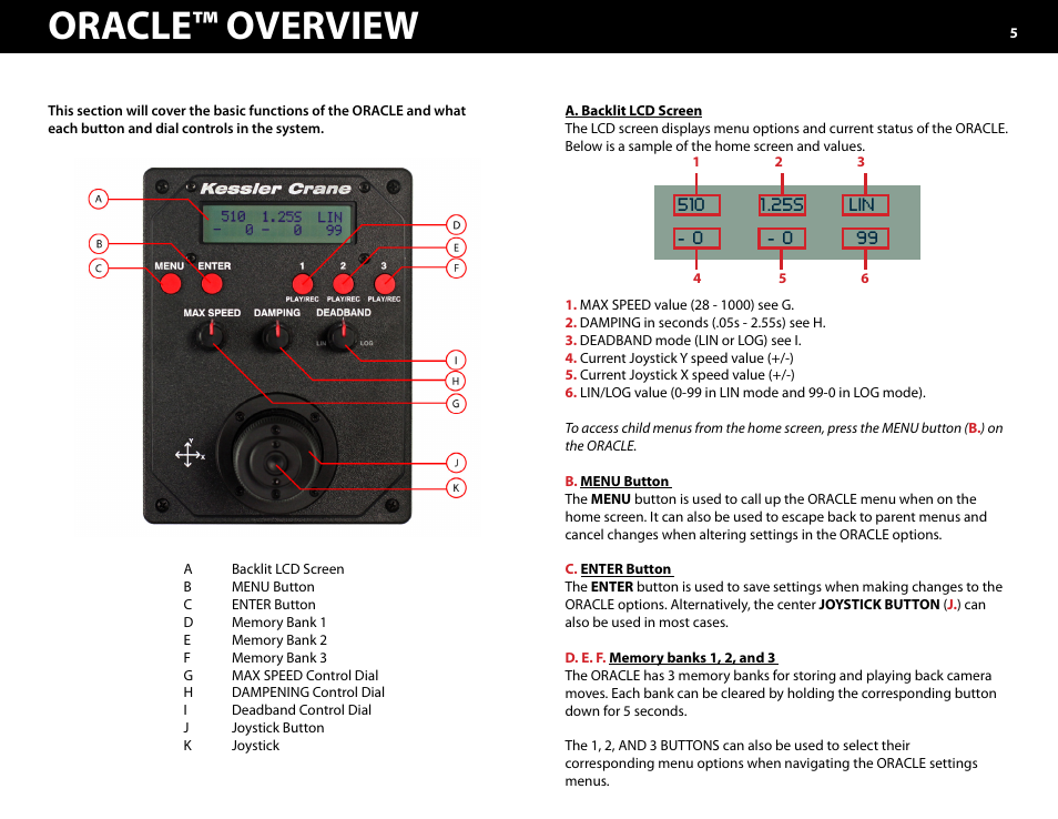 Oracle™ overview -9, Oracle™ overview | Kessler MOTION CONTROL: Oracle Controller Full (2.06.2 SL) User Manual | Page 5 / 43