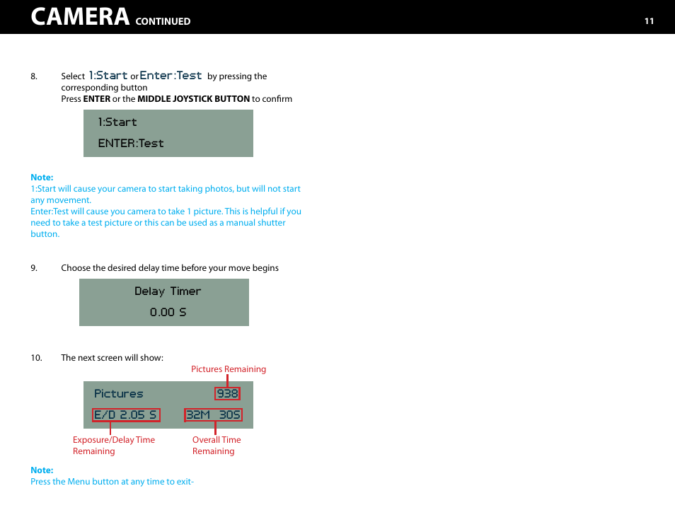 Camera | Kessler MOTION CONTROL: Oracle Controller Full (3.02 SL) User Manual | Page 11 / 43