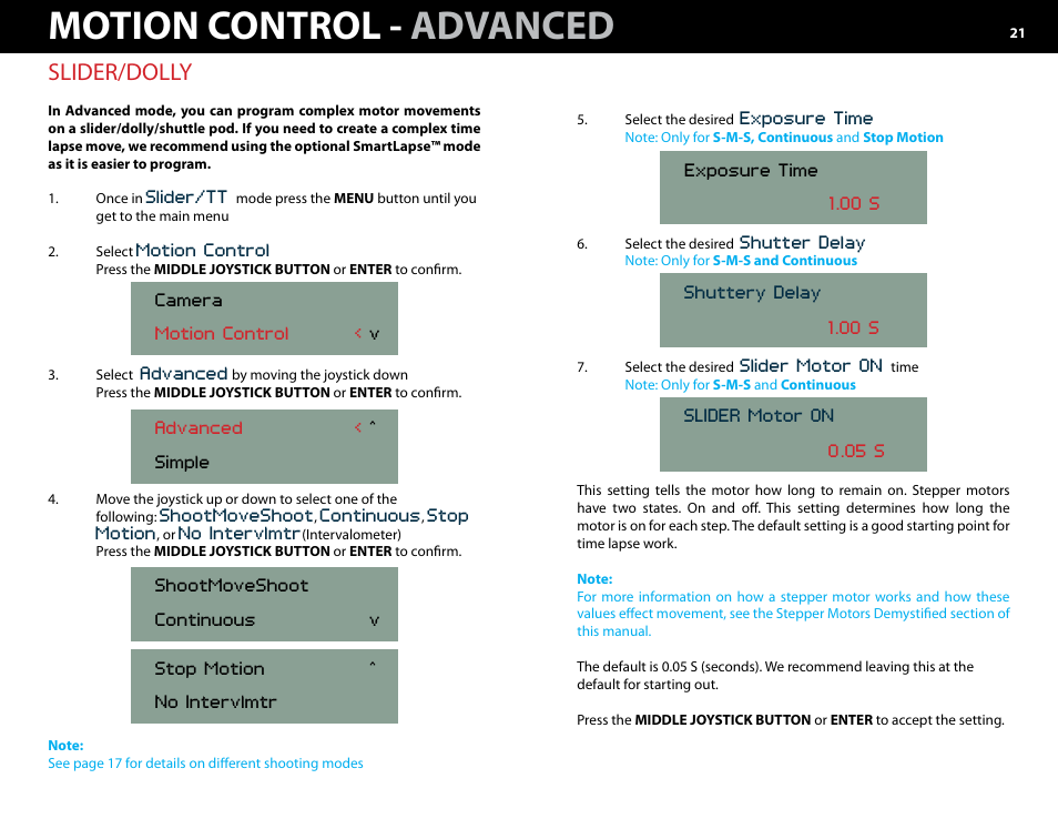 C.) advanced a.) slider -23, Motion control - advanced, Slider/dolly | Kessler MOTION CONTROL: Oracle Controller Full (3.02 SL) User Manual | Page 21 / 43