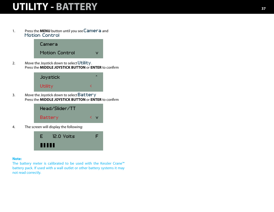 ) battery, Utility - battery | Kessler MOTION CONTROL: Oracle Controller Full (3.02 SL) User Manual | Page 37 / 43