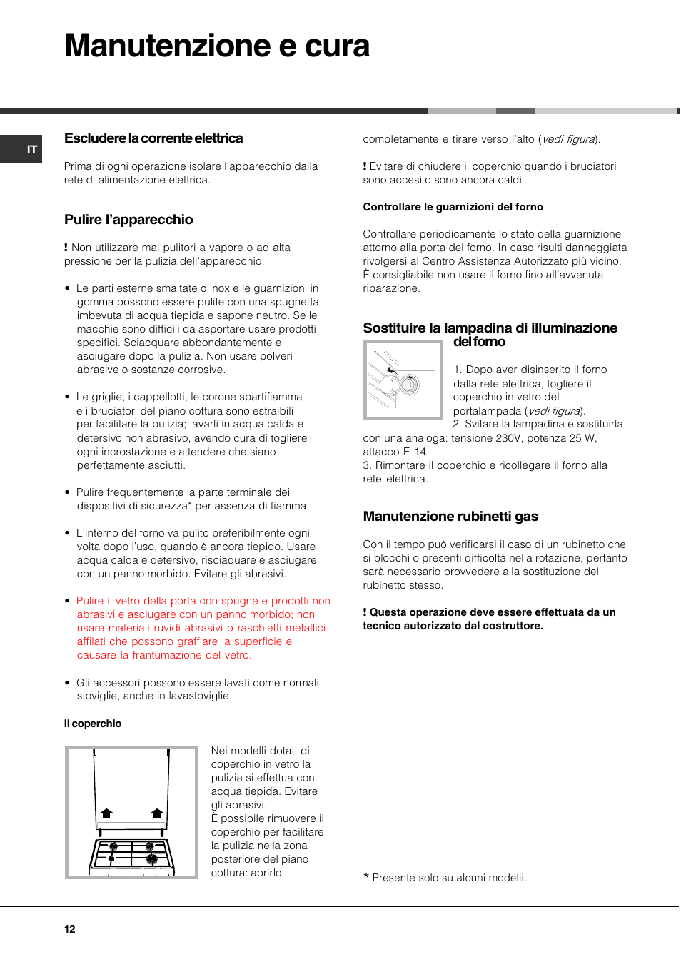 Manutenzione e cura | Hotpoint Ariston C 35S P6 R/HA User Manual | Page 12 / 76