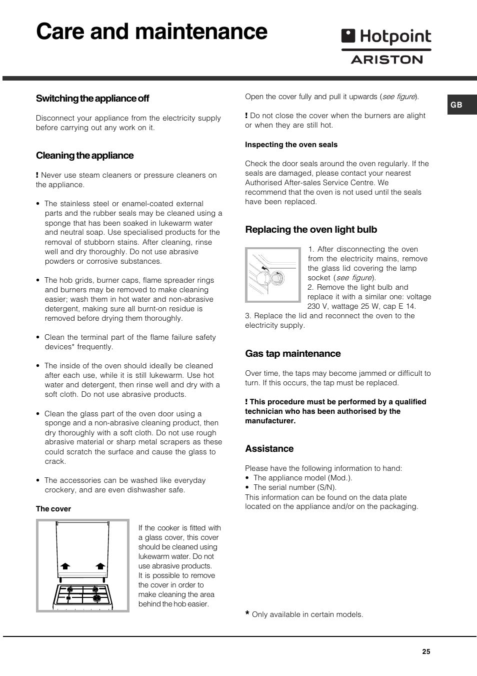 Care and maintenance | Hotpoint Ariston C 35S P6 R/HA User Manual | Page 25 / 76