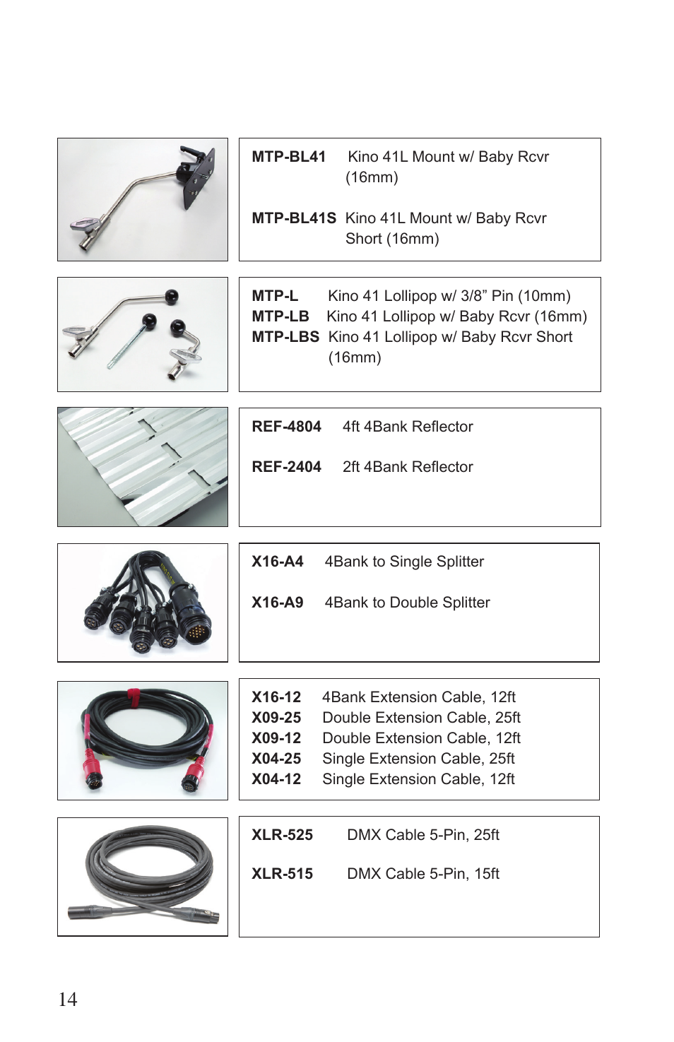 Kino Flo 4Bank DMX (BAL-457) User Manual | Page 14 / 16