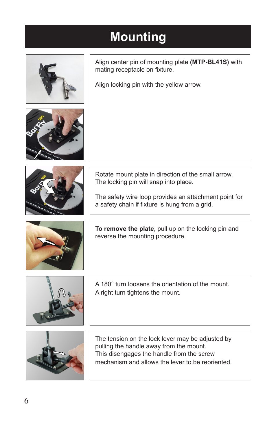 Mounting | Kino Flo BarFly 200D User Manual | Page 6 / 12