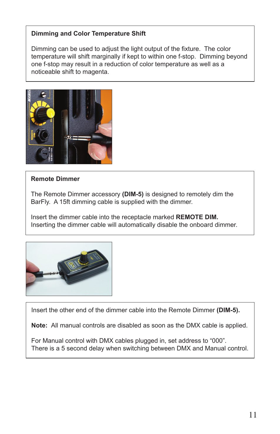 Kino Flo BarFly 450 DMX User Manual | Page 11 / 16
