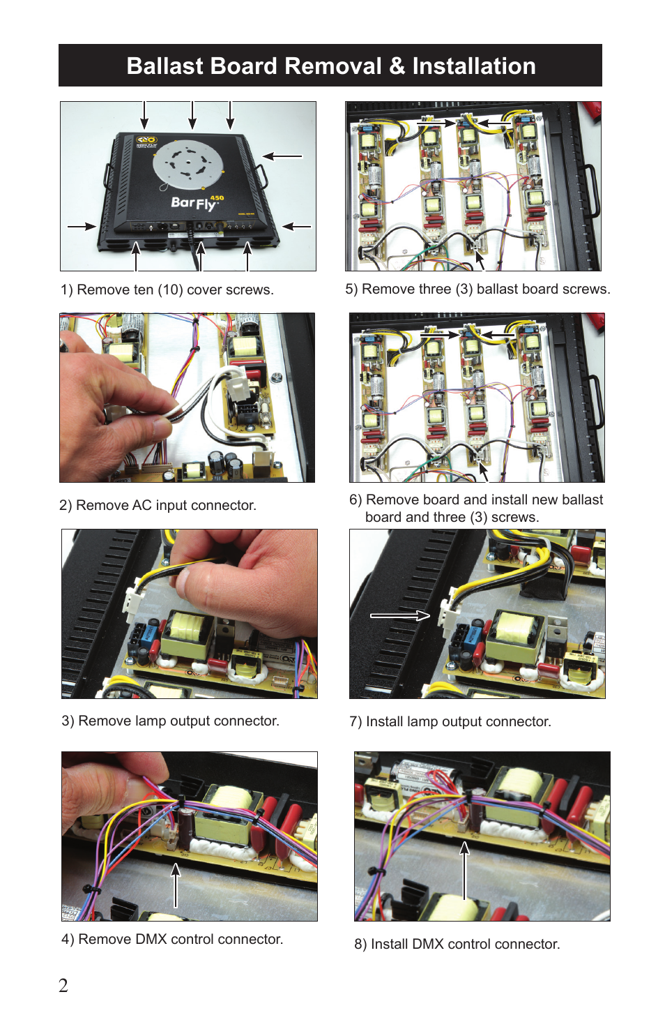 Ballast board removal & installation | Kino Flo BR1 Ballast Boards User Manual | Page 2 / 4