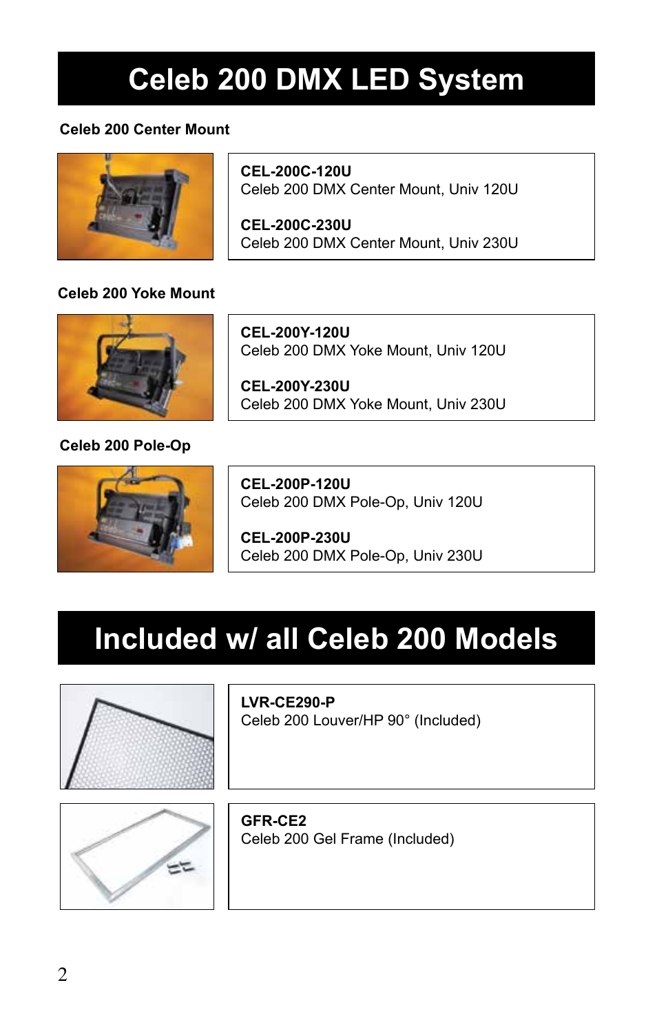 Kino Flo Celeb 200 DMX LED User Manual | Page 2 / 20