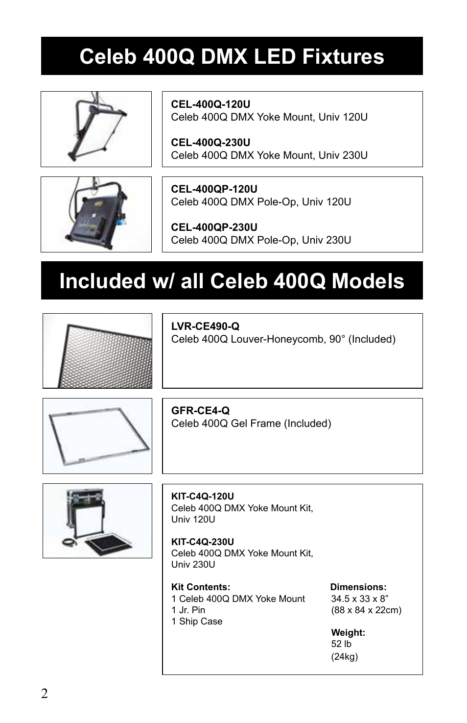 Kino Flo Celeb 400Q DMX LED User Manual | Page 2 / 16