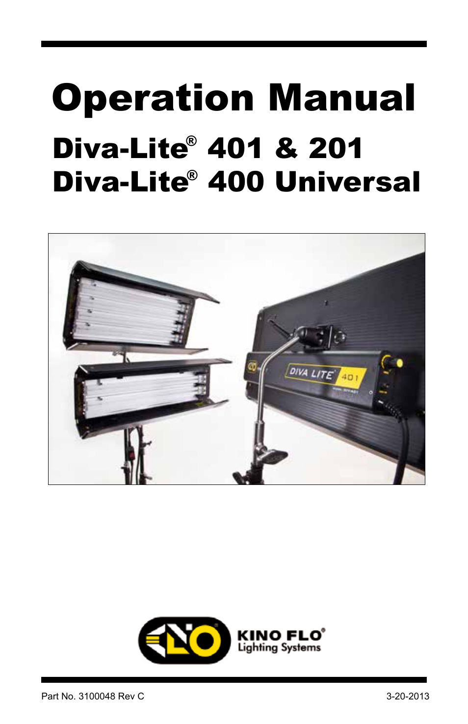 Kino Flo Diva-Lite 401/201 & 400U User Manual | 16 pages
