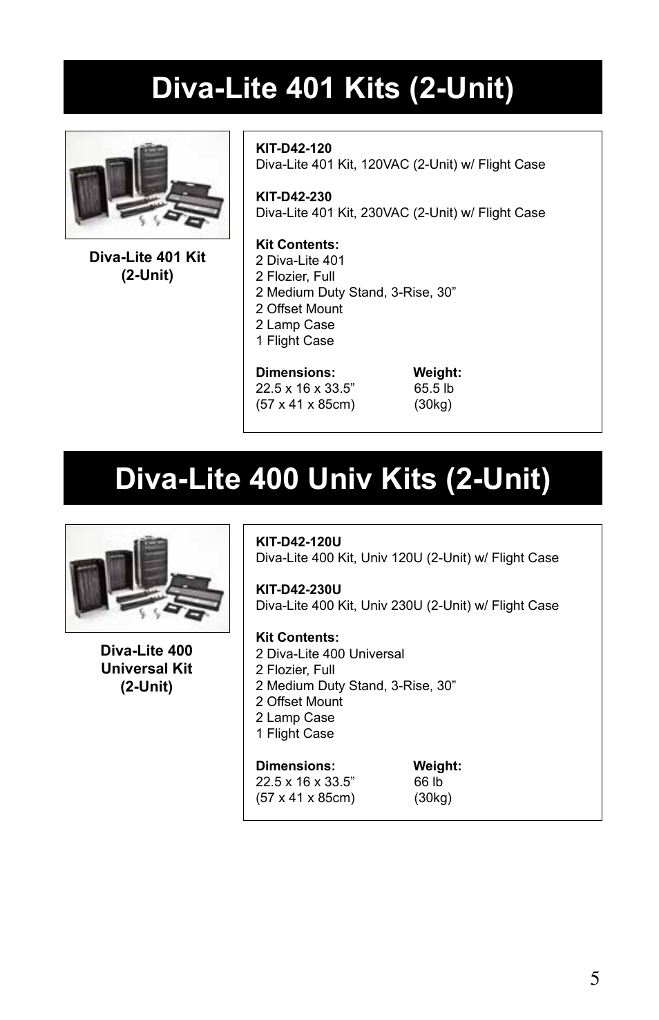 Kino Flo Diva-Lite 401/201 & 400U User Manual | Page 5 / 16