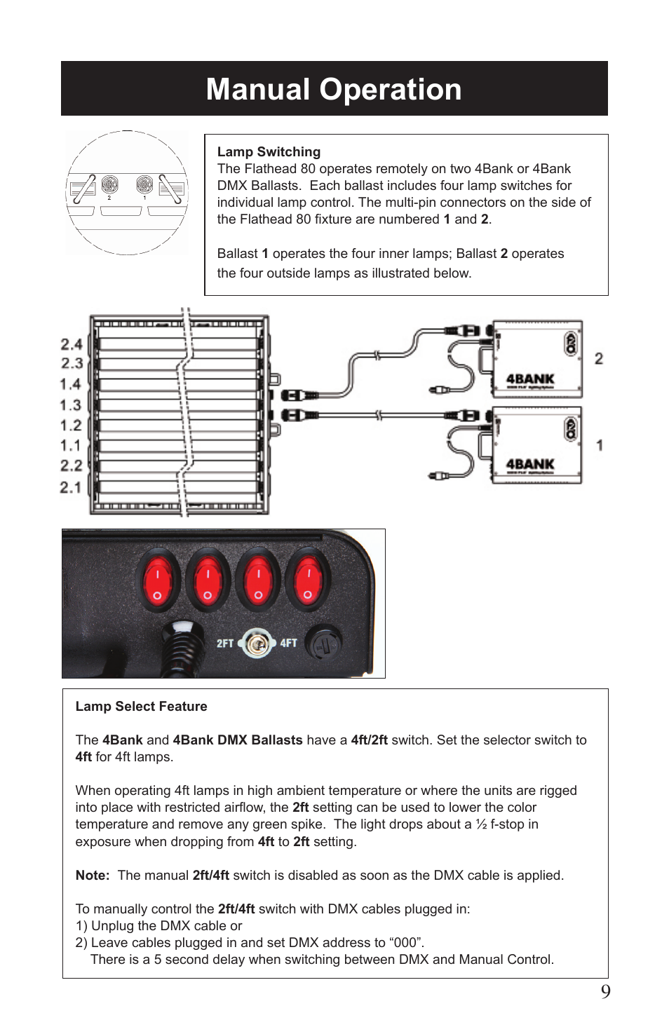 Manual operation | Kino Flo Flathead 80 DMX (427, 457) User Manual | Page 9 / 16