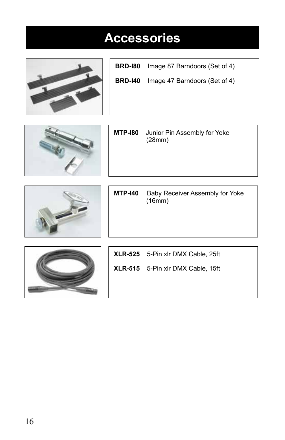 Accessories | Kino Flo Image 87/47 DMX Series User Manual | Page 16 / 20