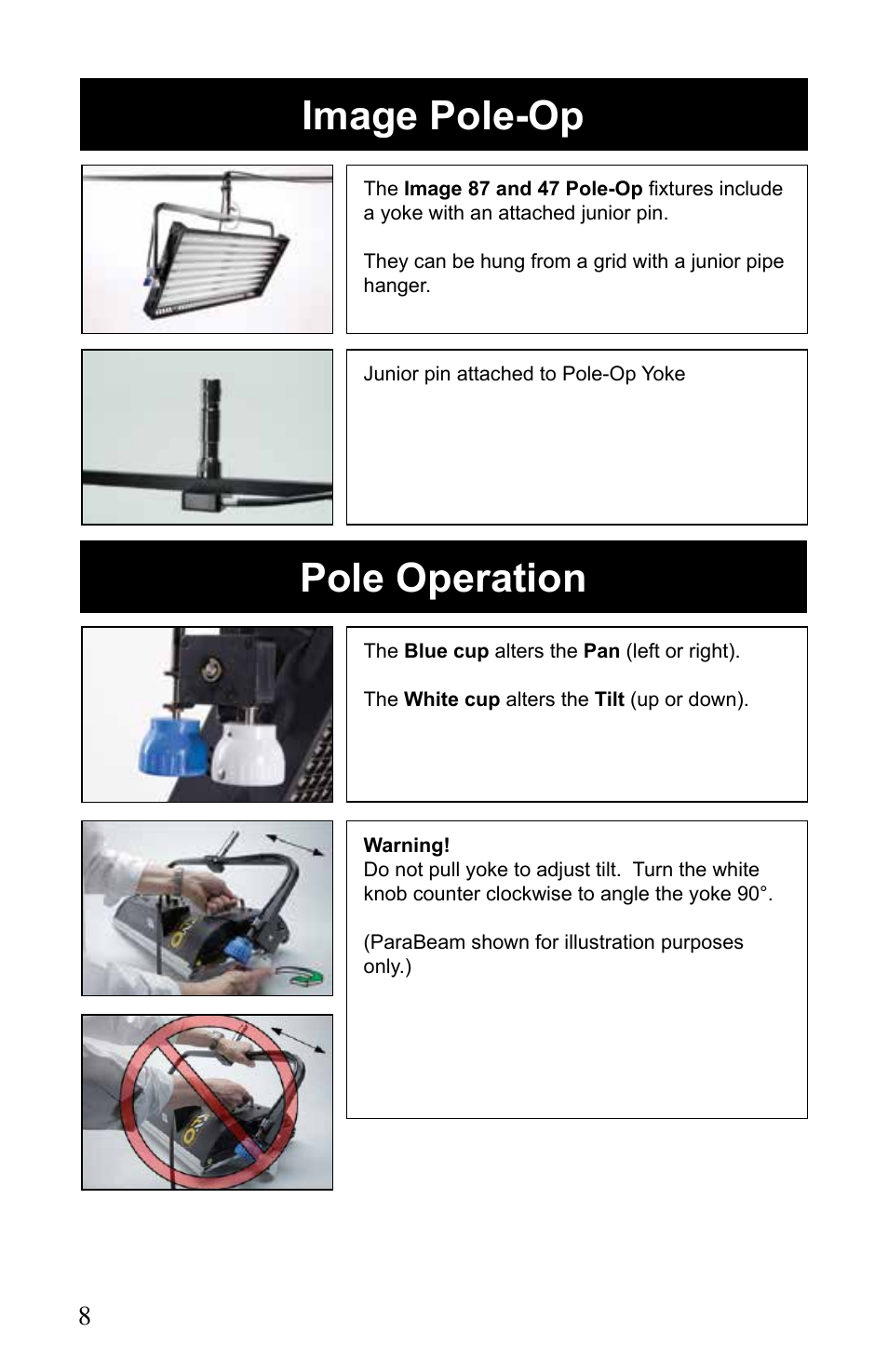 Image pole-op pole operation | Kino Flo Image 87/47 DMX Series User Manual | Page 8 / 20